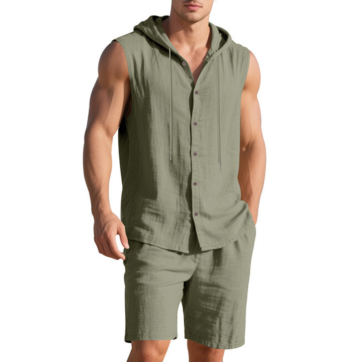 Herren lässiges Kapuzenshirt und Shorts-Set Echoarchiv