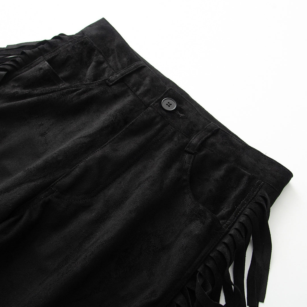 Damen Weite Highwaist-Hose mit seitlichen Fransen und weitem Bein Echo Archiv