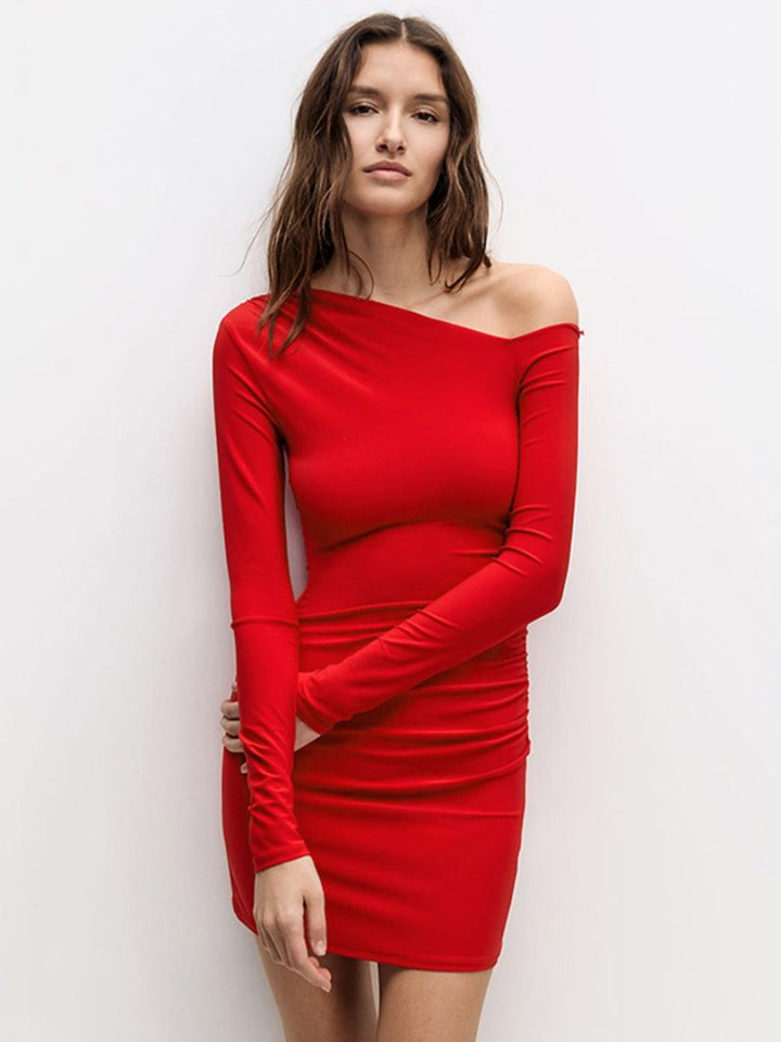 Damen Off-Shoulder Minikleid mit figurformendem Design und eleganter Raffung Echo Archiv