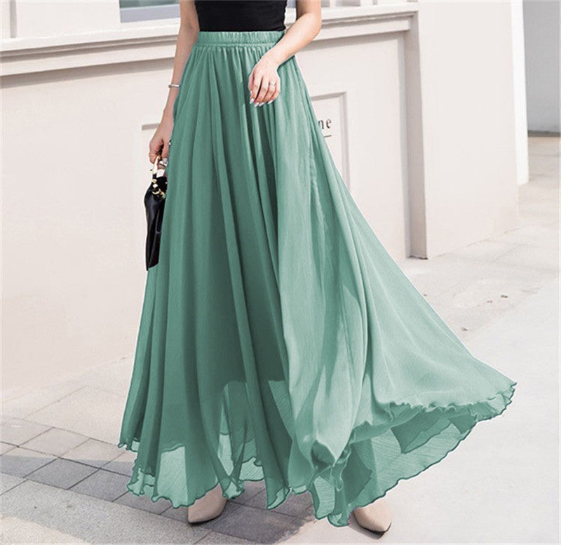Damen nan Maxi-Chiffonrock mit elastischem Bund und fließender A-Linie Echo Archiv