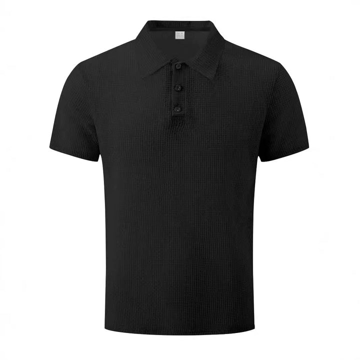 Herren nan Mikrostruktur-Poloshirt mit Hemdkragen, dezenter Knopfleiste und atmungsaktivem Jersey Echo Archiv