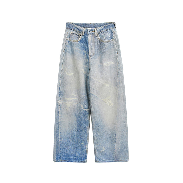 Damen Weite Cropped‑Jeans mit hoher Taille, geradem Bein und Destroy‑Details Echoarchiv