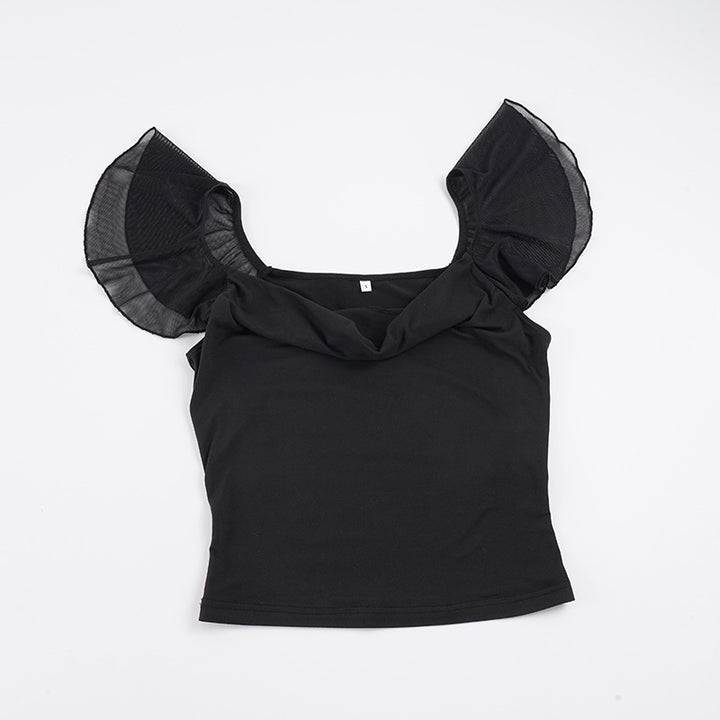 Damen elegantes Top mit schulterfreien Rüschendetails Echo Archiv
