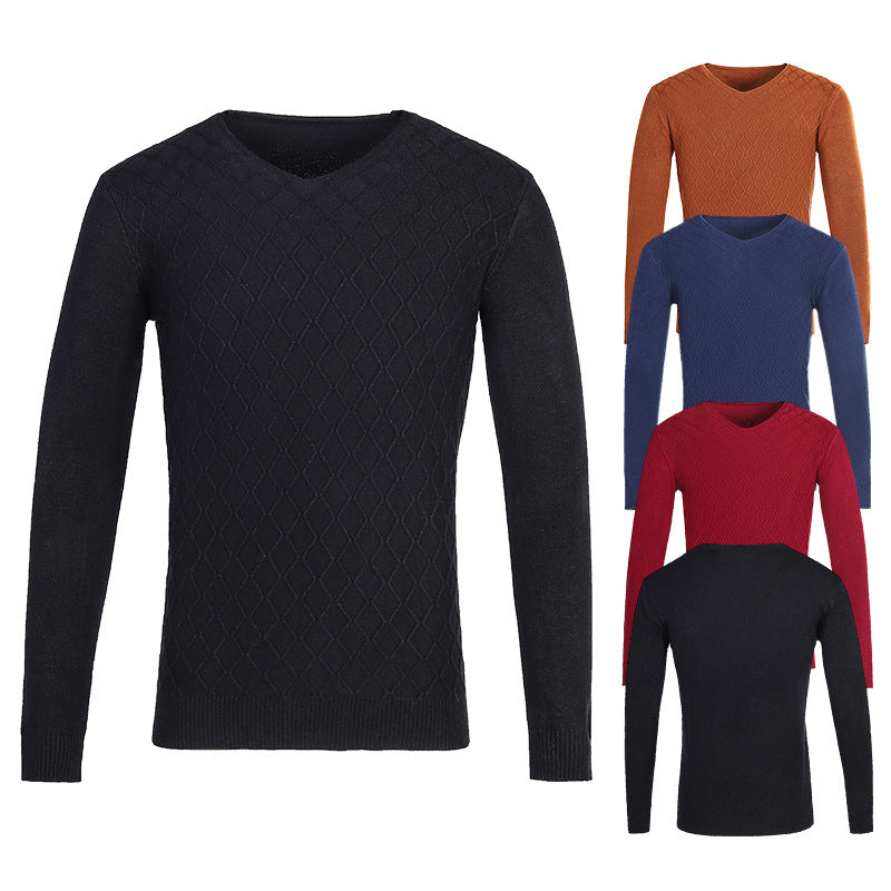 Herren V-Ausschnitt Pullover mit Strukturmuster Echoarchiv
