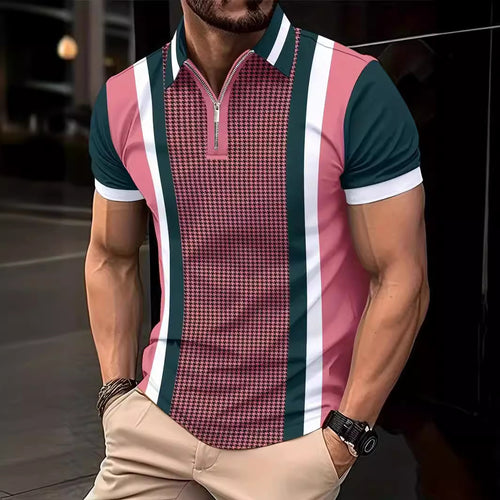 Herren Kurzarm Poloshirt mit modernem Karomuster und funktionsgerechtem Stehkragen Echoarchiv