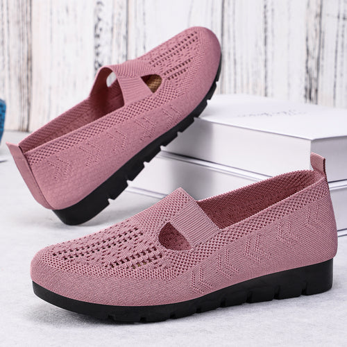 Damen nan gestrickter Slip-On Ballerina-Slipper mit elastischem Mary-Jane-Riemen und gedämpfter Keilsohle Echo Archiv