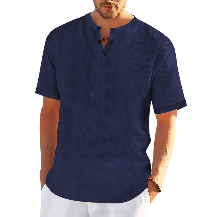 Herren modisches Kurzarmshirt mit Knopfleiste und strukturiertem Muster Echoarchiv