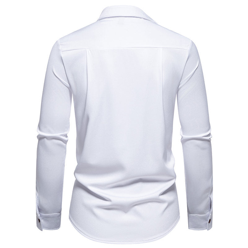 Herren Langarmhemd mit innovativem Kragen und asymmetrischem Design Echoarchiv