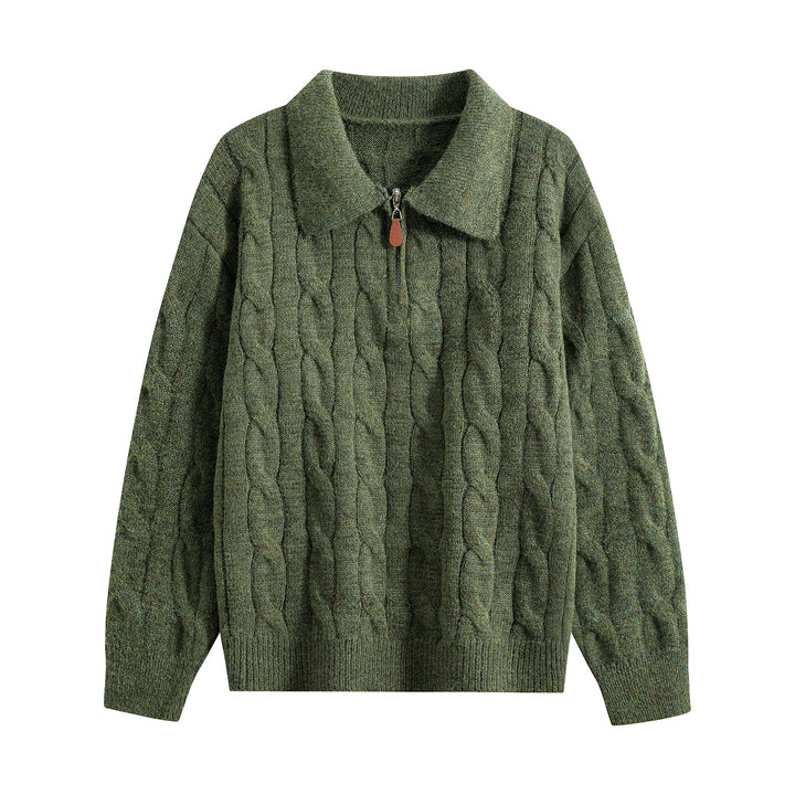 Damen Grobgestrickter Troyer-Pullover mit Halbreißverschluss & Oversize-Kragen Echoarchiv