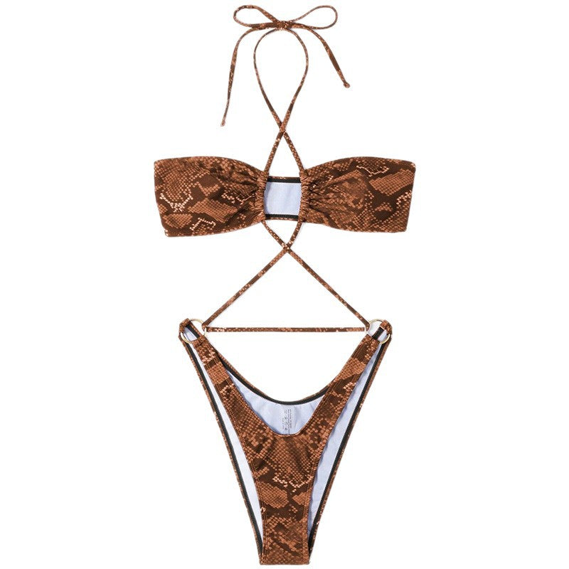 Damen Bikini-Set mit raffiniertem Wickel-Design und eleganten Cross-Trägern Echo Archiv