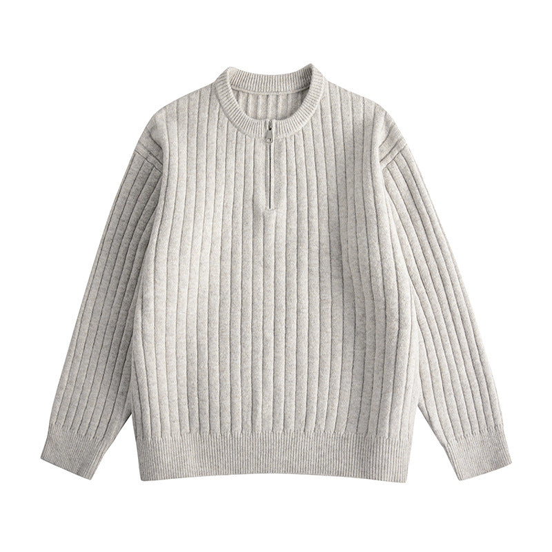 Herren Grobstruktur-Halbzip-Strickpullover mit Rippenstruktur Echoarchiv