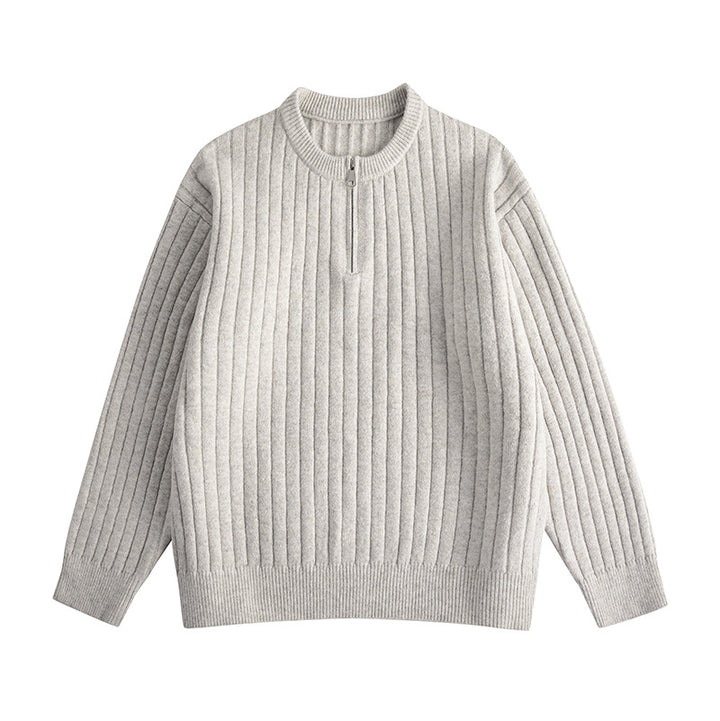 Herren Grobstruktur-Halbzip-Strickpullover mit Rippenstruktur Echoarchiv