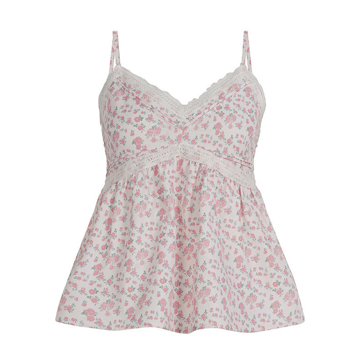 Damen Spitzen-Cami-Top mit floralem Design und lockerem Schnitt Echo Archiv