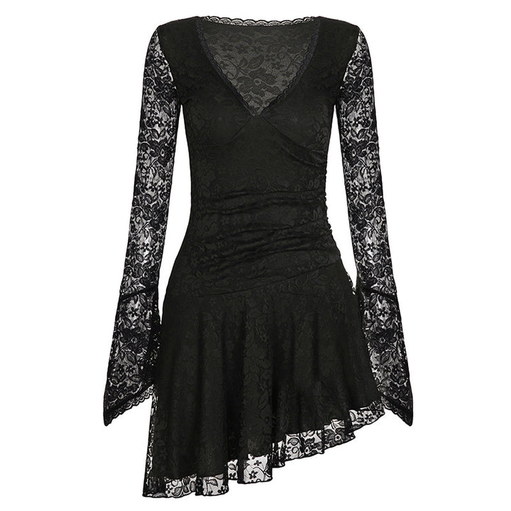 Damen Wickelkleid mit Spitzenärmel und voluminösem Rock Echo Archiv