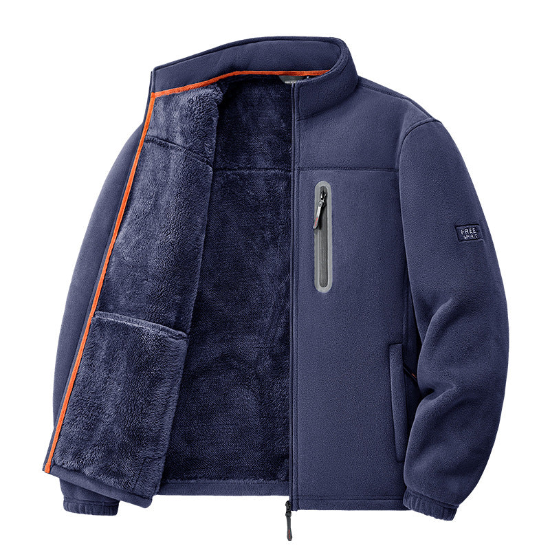 Herren nan Thermo-Fleecejacke mit hochflorigem Teddyfutter, Brust-Reißverschlusstasche und winddichter Front Echo Archiv