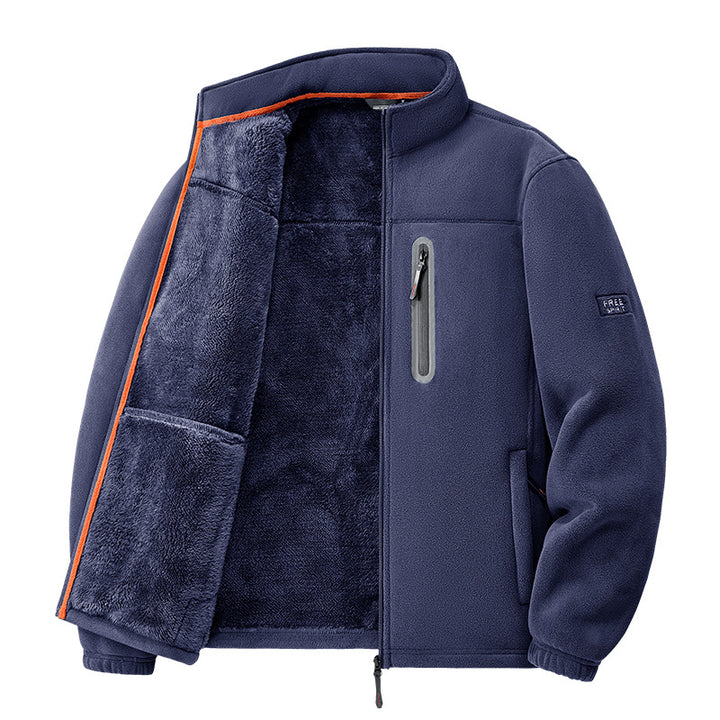 Herren nan Thermo-Fleecejacke mit hochflorigem Teddyfutter, Brust-Reißverschlusstasche und winddichter Front Echo Archiv