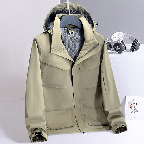 Herren Wasserabweisende Field-Utility-Jacke mit Kapuze und Mehrfach-Taschen Echo Archiv