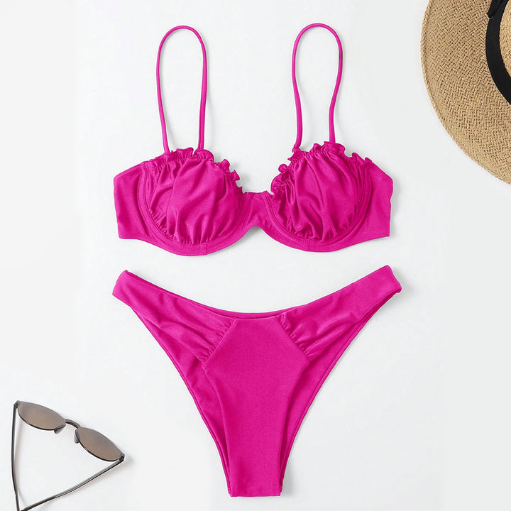 Damen Push-Up-Bikini mit Raffung und verstellbaren Trägern Echo Archiv
