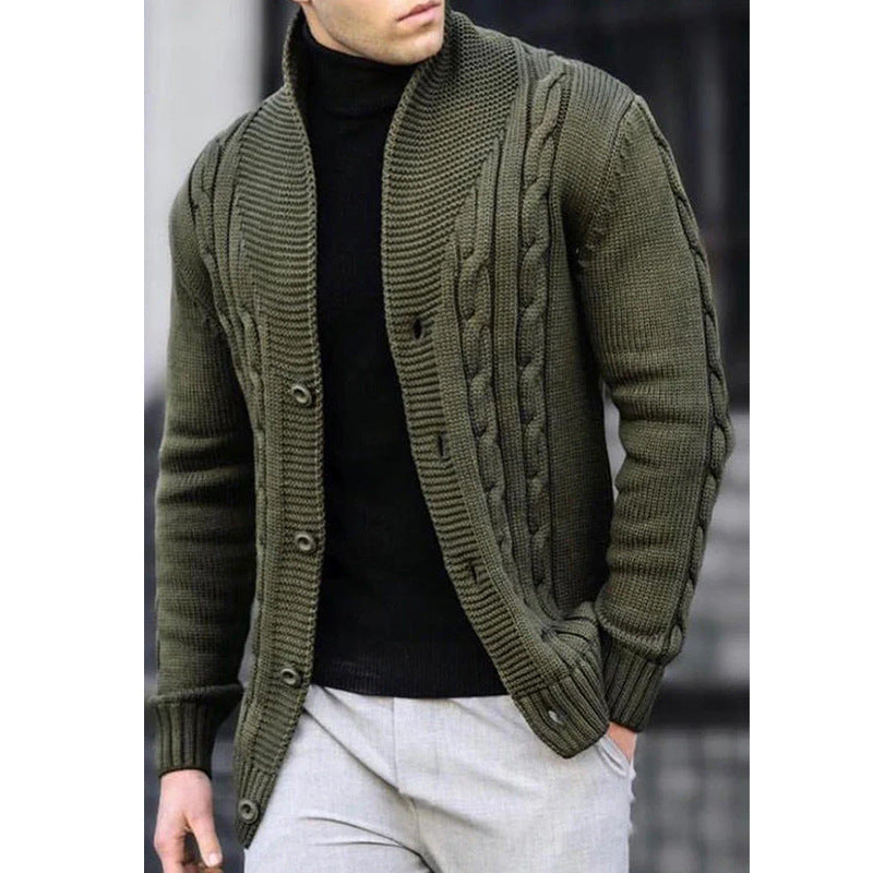 Herren Grobstrick-Cardigan mit Zopfmuster und schickem Revers Echoarchiv
