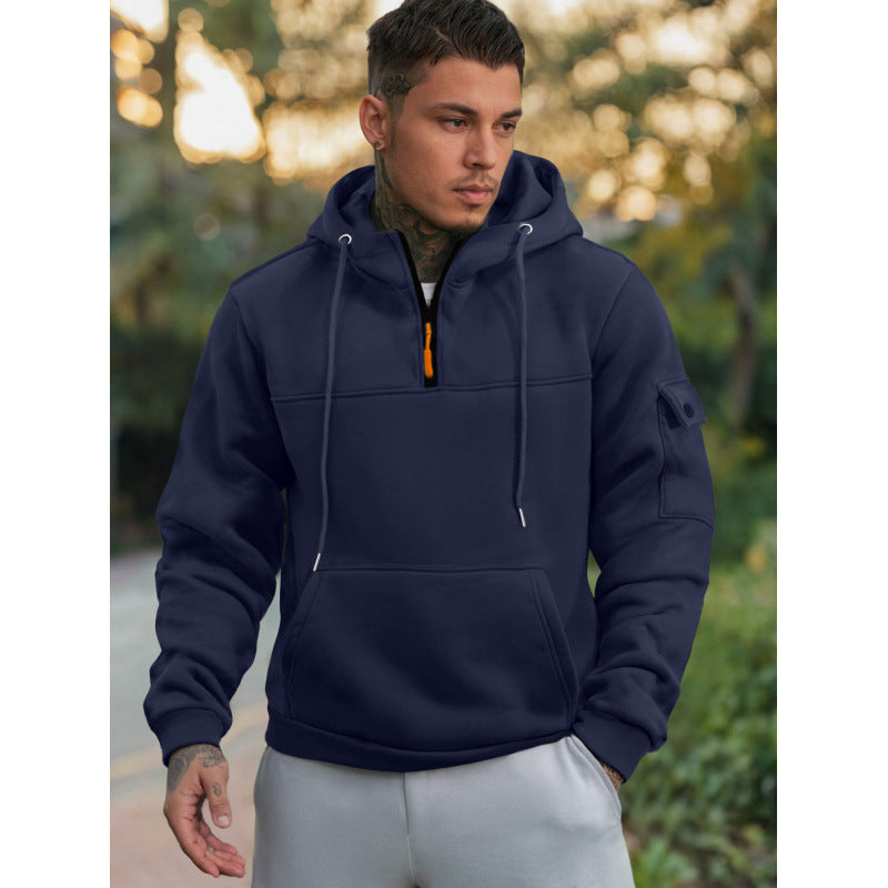 Herren Funktionaler Kapuzenpullover mit Halbreißverschluss und Seitentaschen Echoarchiv