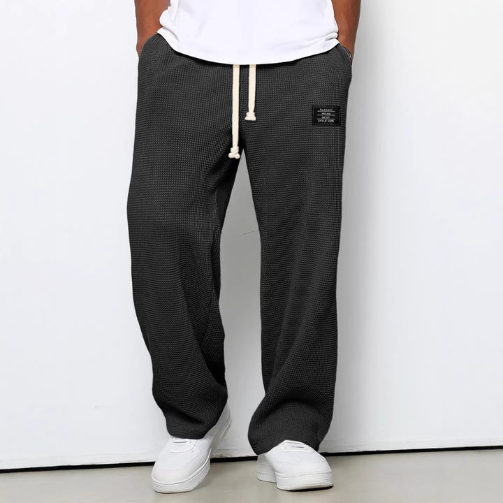 Herren nan lässige Waffelstrick Loungehose mit Kordelzug und geradem Schnitt Echo Archiv