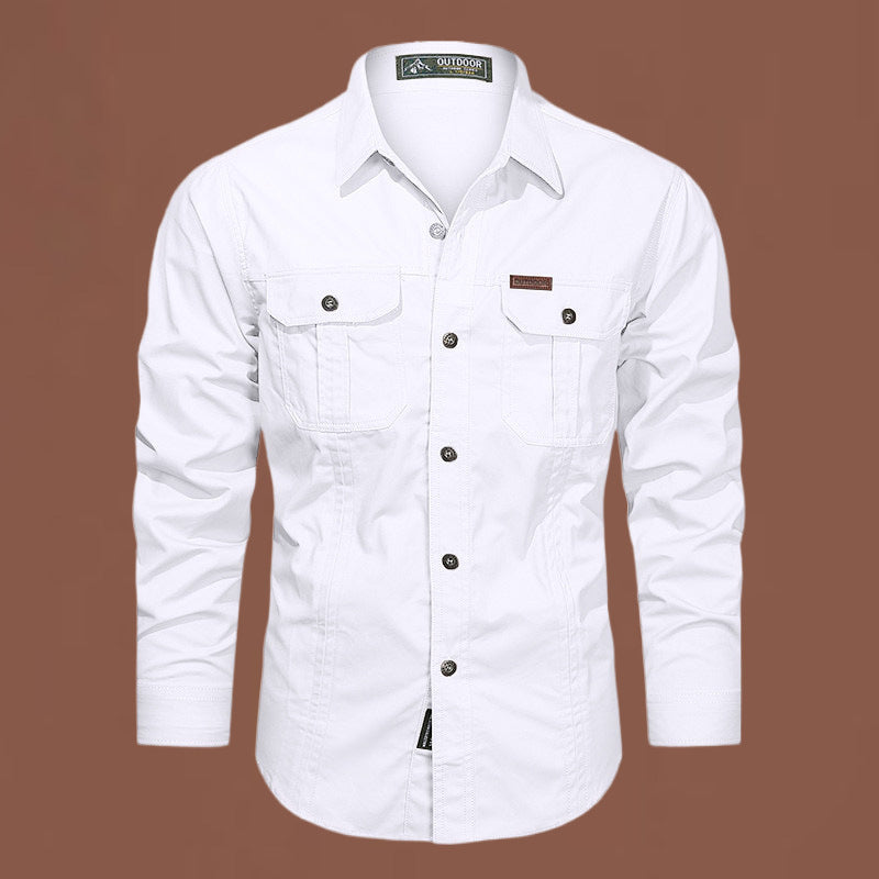 Herren nan robustes langärmeliges Outdoorhemd mit doppelten Brusttaschen und Button-Front Echo Archiv