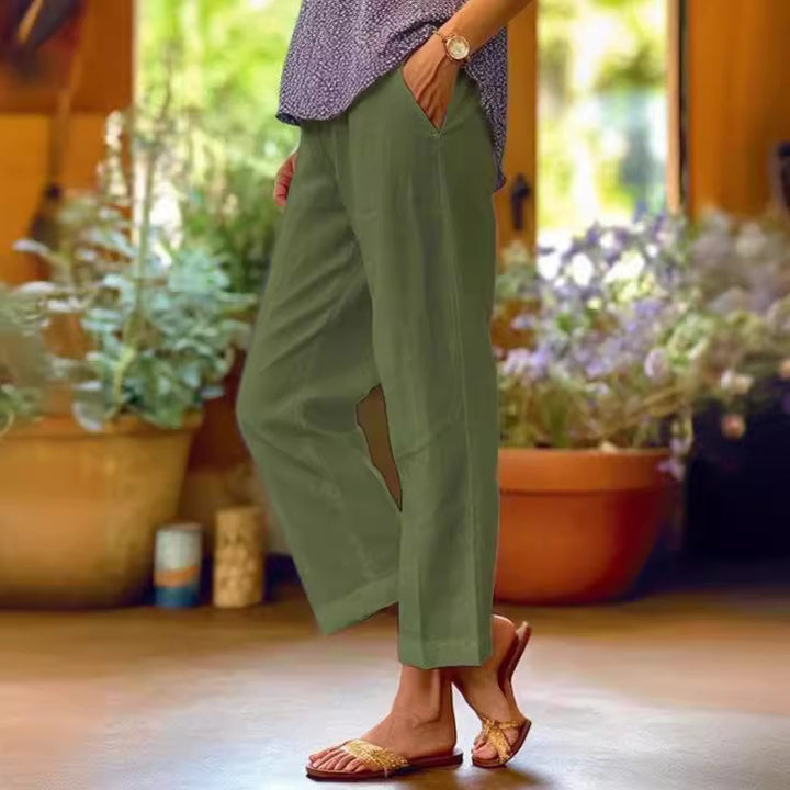 Damen nan lässige Cropped-Hose mit geradem Bein, dezenter Bügelfalte und seitlichen Eingrifftaschen Echo Archiv