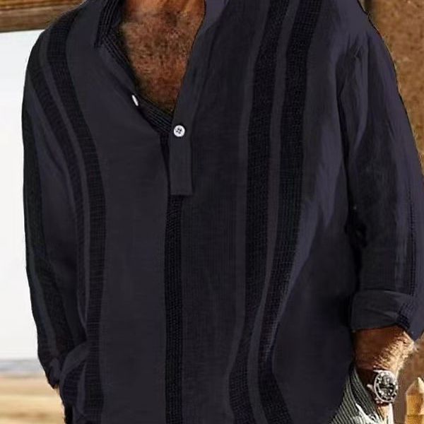 Herren Langarmshirt mit strukturiertem Gewebemuster und lockerer Passform Echoarchiv