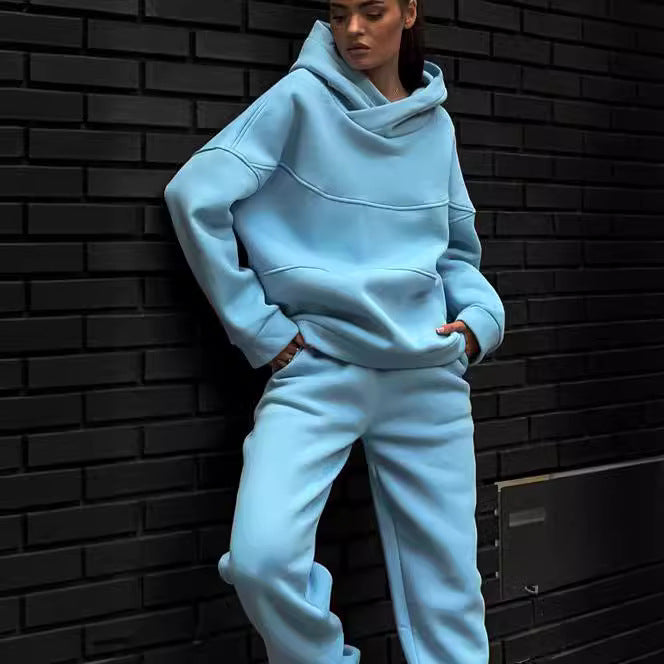 Damen Oversized Loungewear-Set aus schwerem French-Terry mit strukturierter Kapuze und Relax-Jogginghose – Auréline