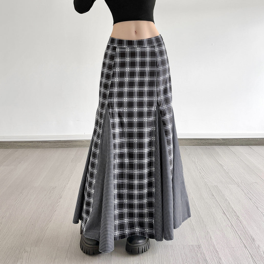 Damen Maxirock mit modernem Karomuster und eleganter Schlitzgestaltung Echo Archiv