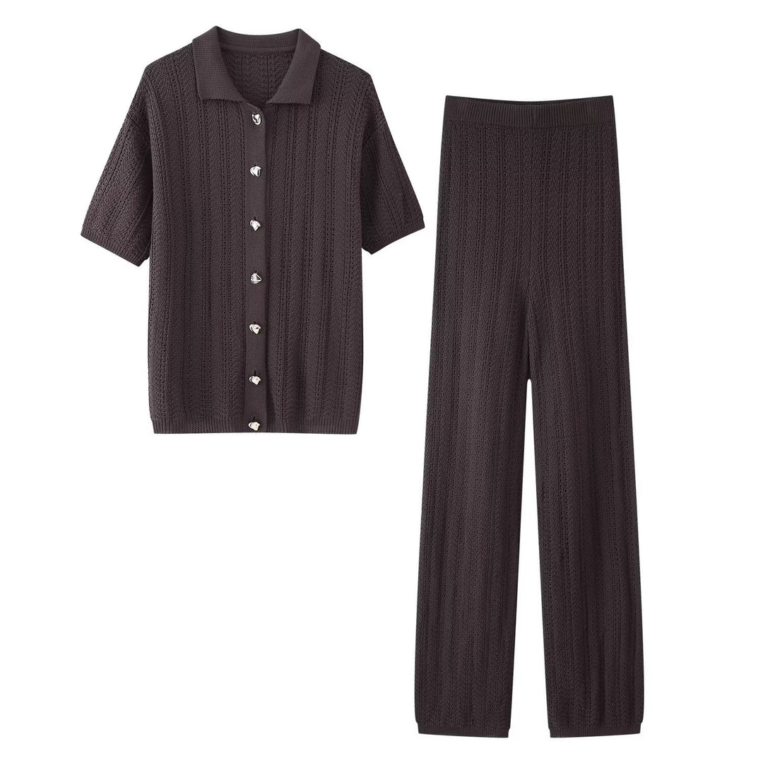 Damen nan weite Strickhose mit hohem Elastikbund, Strukturstrick und Palazzo-Schnitt Echo Archiv