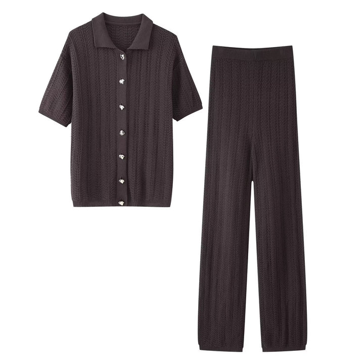 Damen nan weite Strickhose mit hohem Elastikbund, Strukturstrick und Palazzo-Schnitt Echo Archiv