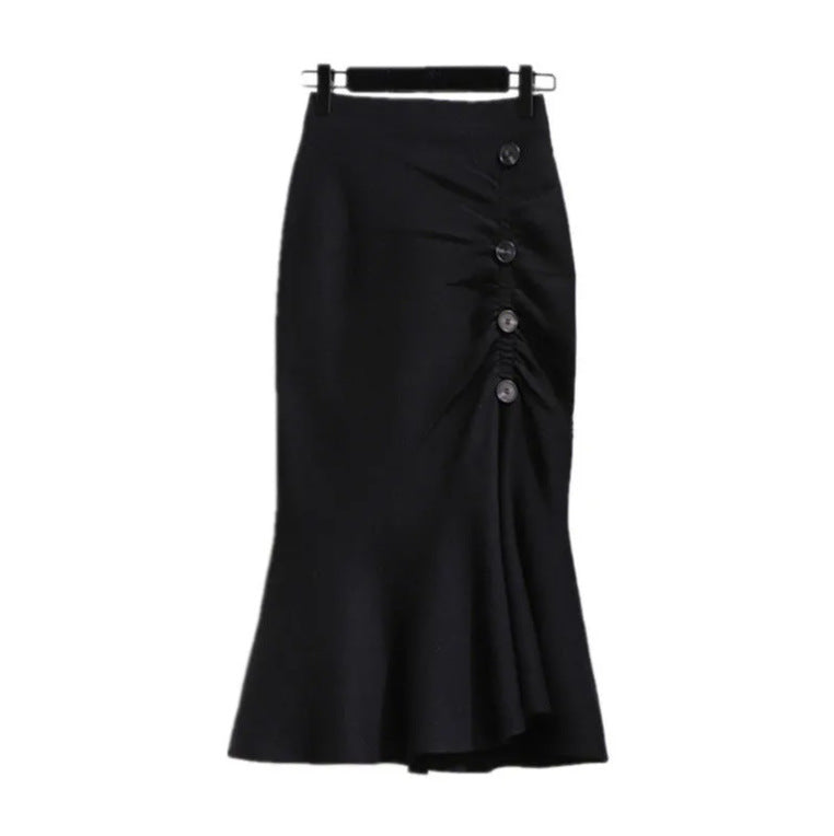 Damen Eleganter, figurbetonter Midi-Rock mit Knopfdetails Echo Archiv