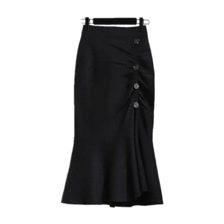 Damen Eleganter, figurbetonter Midi-Rock mit Knopfdetails Echo Archiv