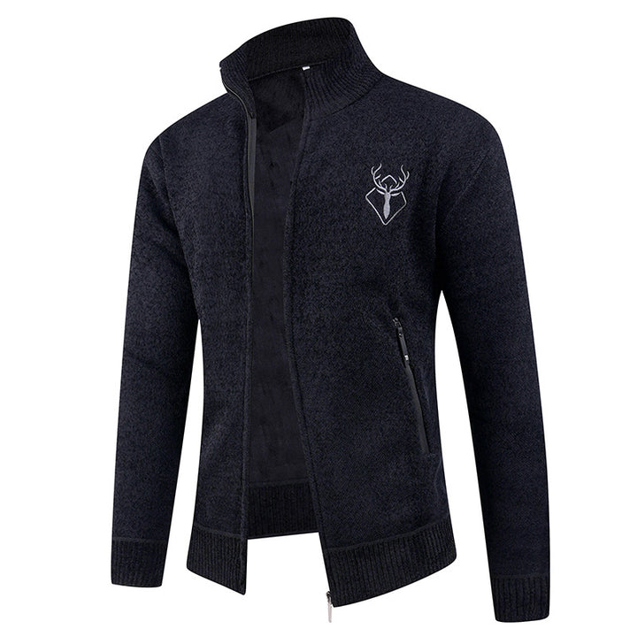 Herren Strickjacke mit hohem Kragen und praktischen Reißverschlusstaschen Echoarchiv