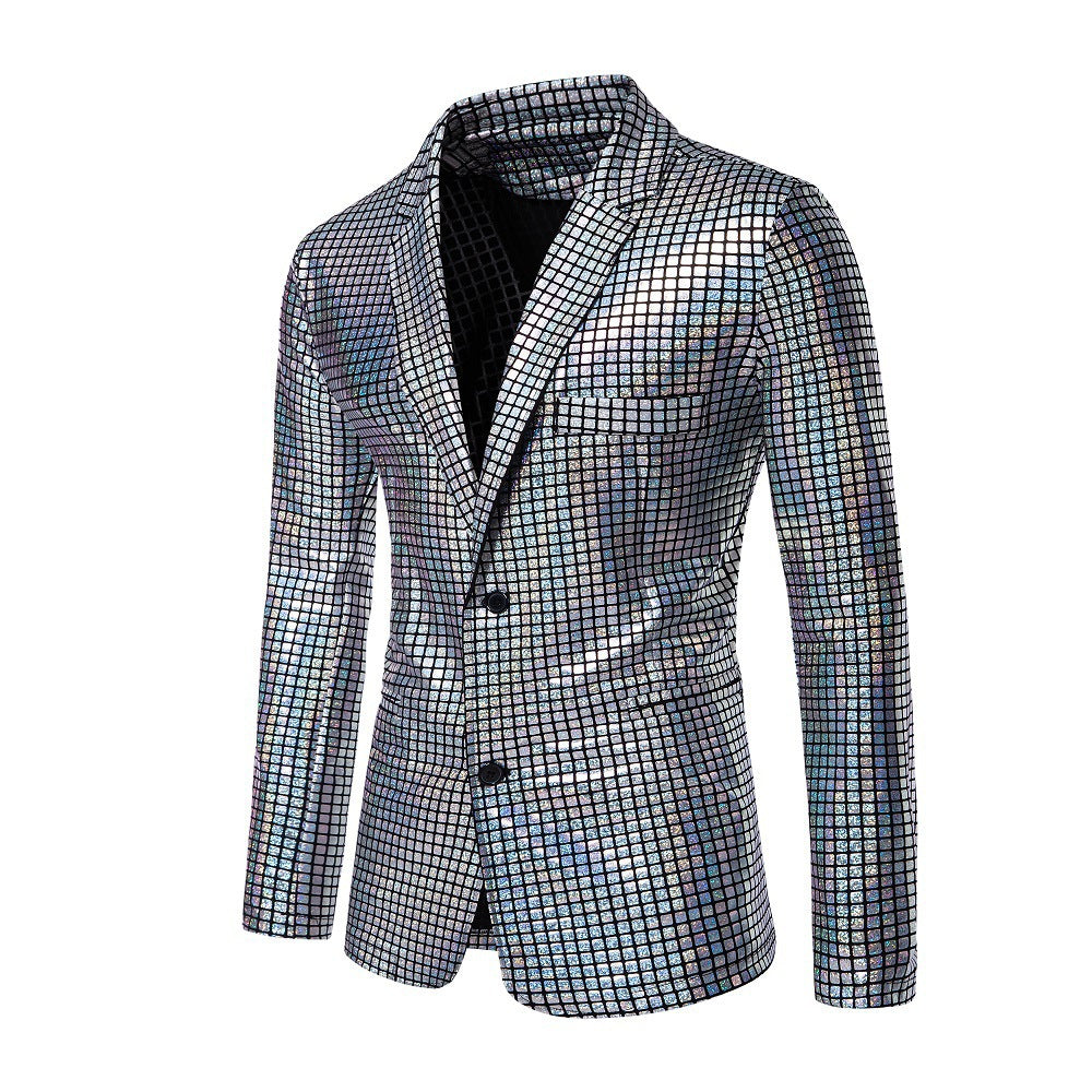 Herren glänzender Paillettenblazer mit modernem Design Echoarchiv