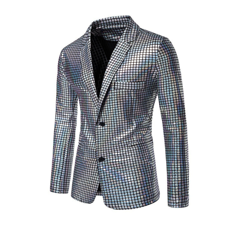 Herren glänzender Paillettenblazer mit modernem Design Echoarchiv