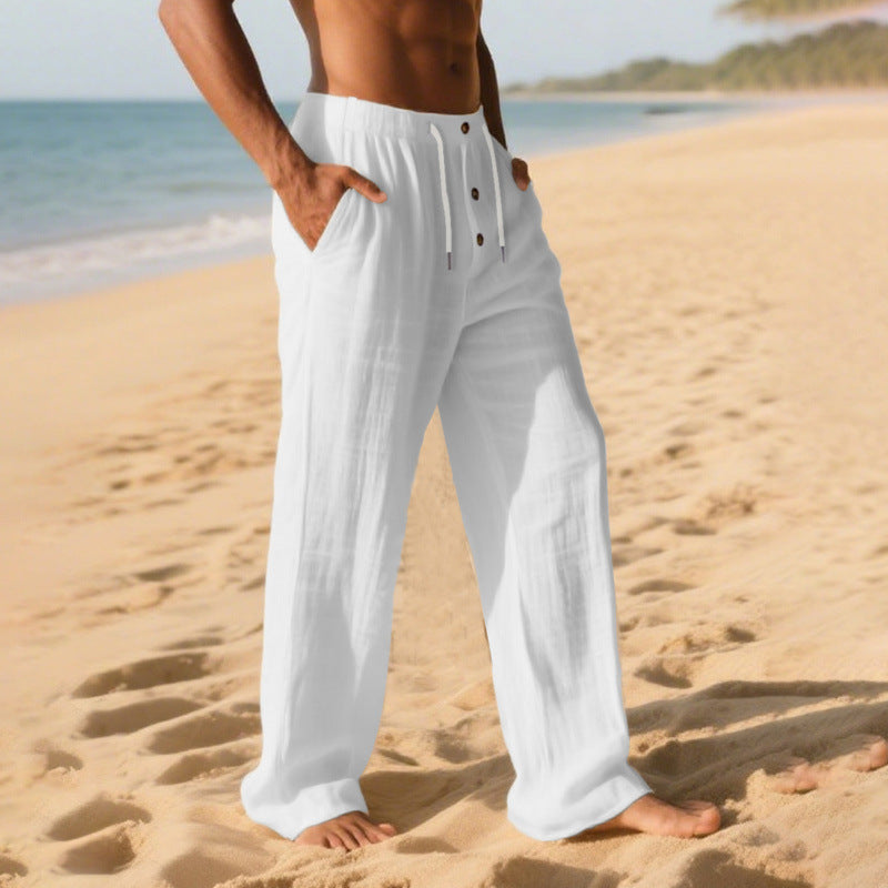 Herren Bequeme Sommerfreizeithose mit elastischem Bund und modernen Knopfdetails Echoarchiv