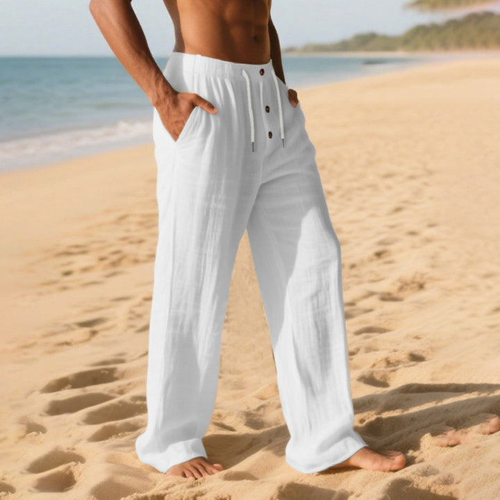 Herren Bequeme Sommerfreizeithose mit elastischem Bund und modernen Knopfdetails Echoarchiv