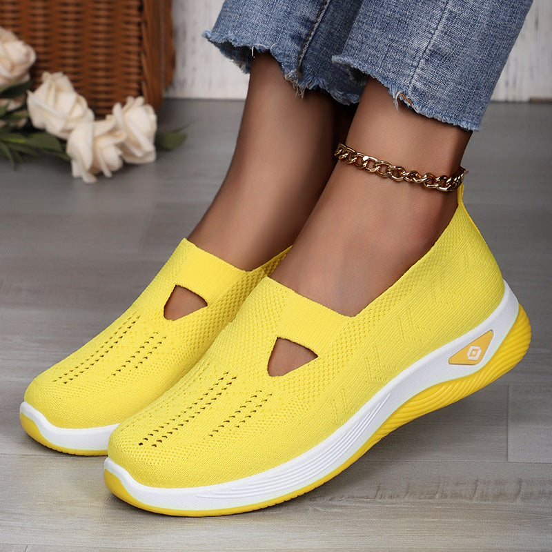 Damen nan leichte atmungsaktive Slip-On Sneaker mit elastischem Strickoberteil und orthopädischer Komfortsohle Echo Archiv