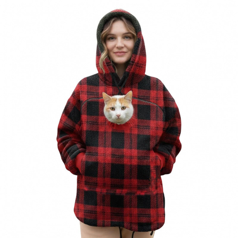 Damen Kapuzenpullover mit integrierter Katzenhöhle und extra weichem Fleece Echo Archiv