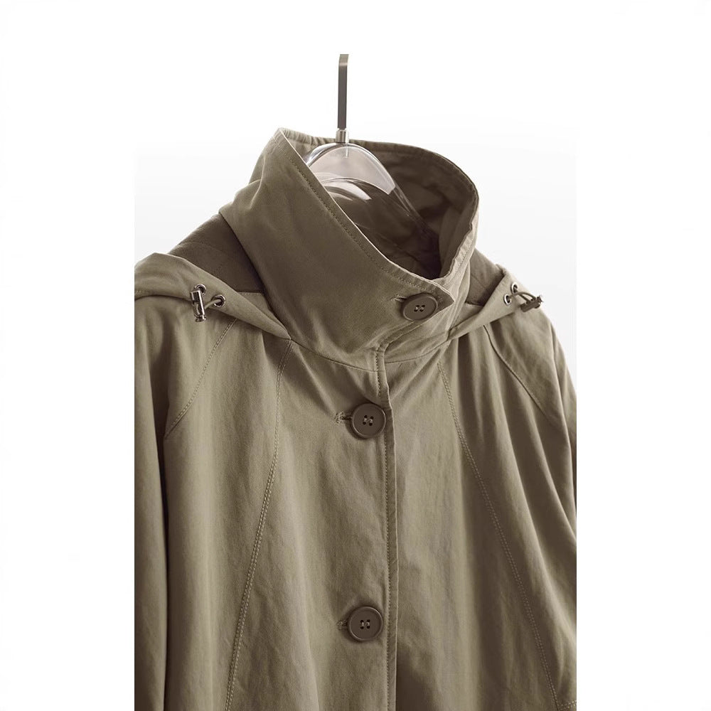 Damen Modische Übergangsjacke mit abnehmbarer Kapuze Echoarchiv