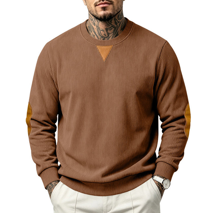 Herren Sweatshirt mit Strukturstrick, Ellbogen-Patches und Rundhalsausschnitt Echoarchiv