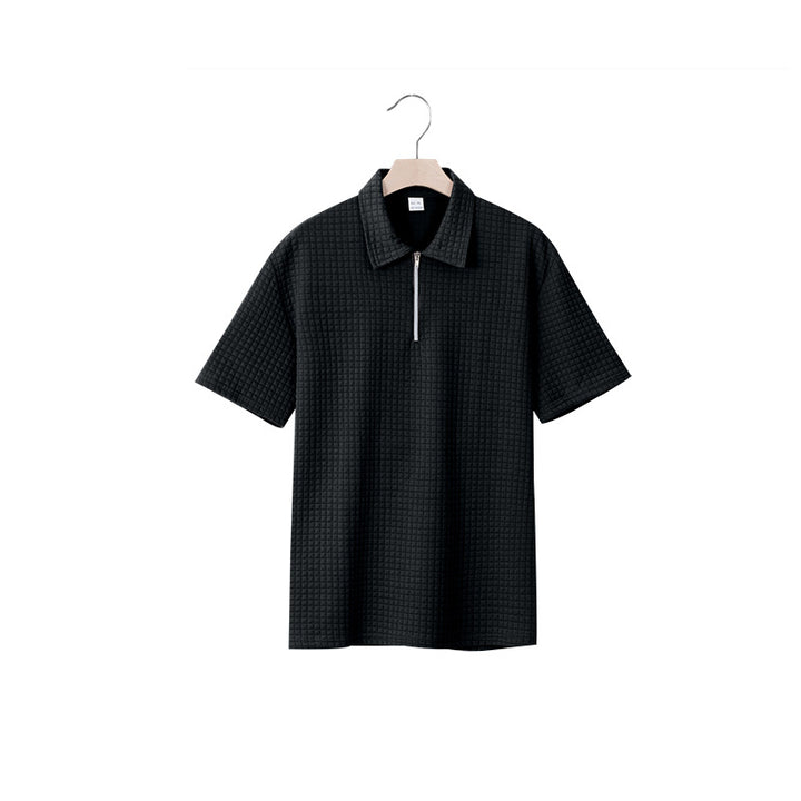 Herren Kurzarm Polo-Shirt mit strukturiertem Design und Reißverschluss Echoarchiv