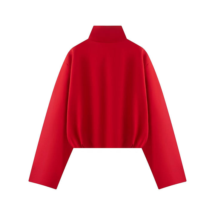Damen Kurze Boxy-Jacke mit hohem Stehkragen, durchgehendem Reißverschluss und Oversize-Ärmeln Echoarchiv