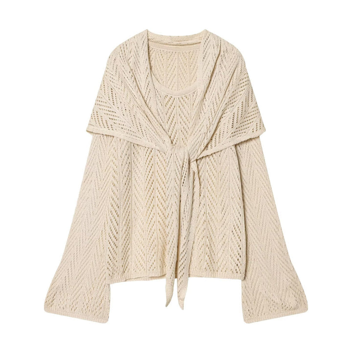 Damen Ajourstrick-Set mit offener Cardigan und Midirock Echo Archiv