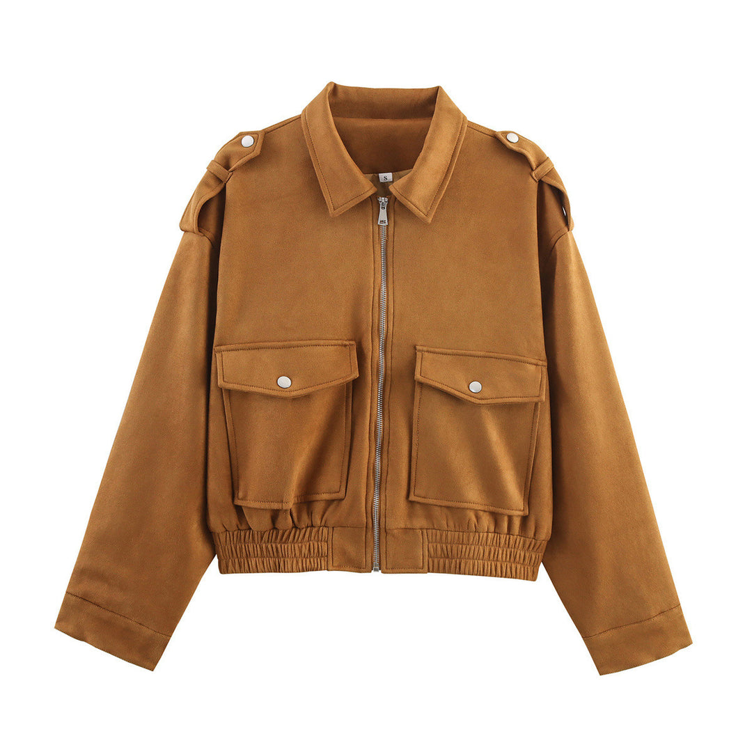 Damen Kurzjacke im Utility‑Bomberstil mit aufgesetzten Pattentaschen, Schulterklappen und elastischem Saum Echo Archiv