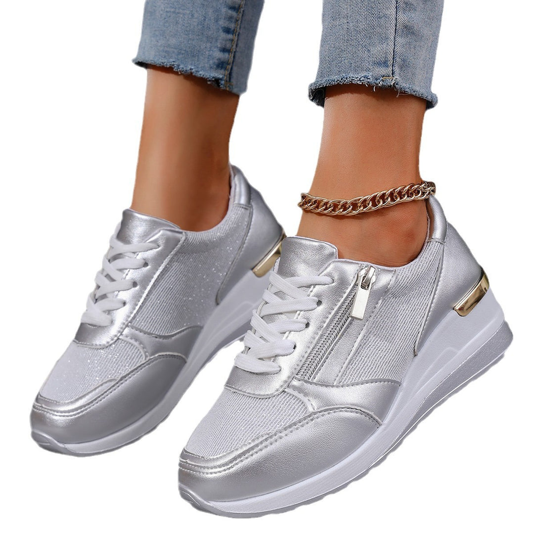 Damen Plateau-Sneaker mit Keilabsatz und Reißverschluss Echo Archiv
