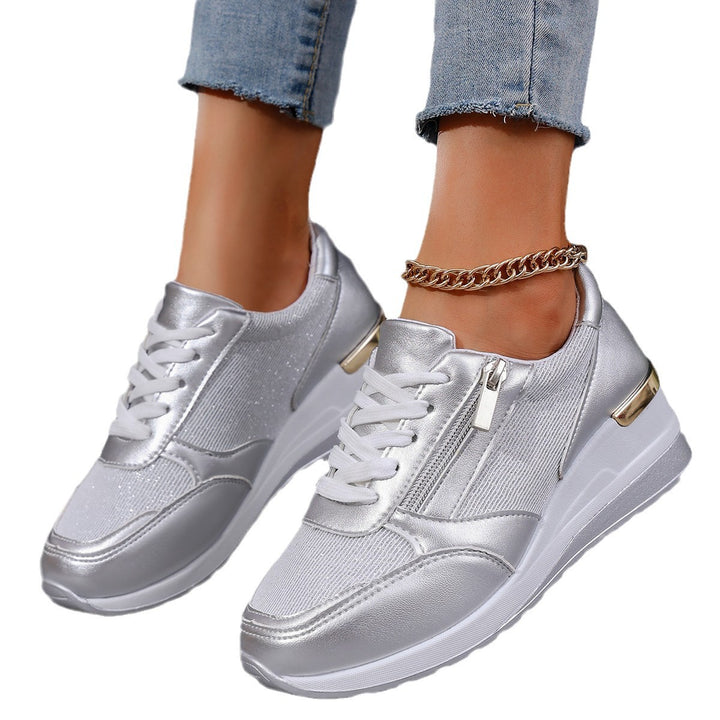 Damen Plateau-Sneaker mit Keilabsatz und Reißverschluss Echo Archiv