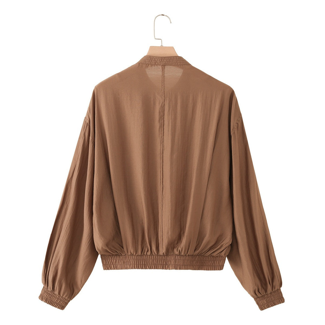 Damen leichte Blouson‑Jacke mit Faltenfront, Stehkragen und Gummizugsaum Echo Archiv